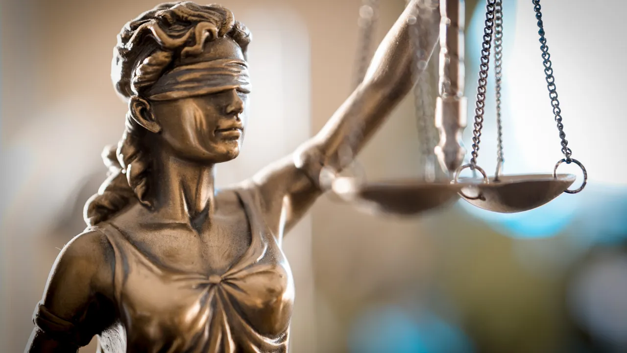 Scales of justice and lady liberty