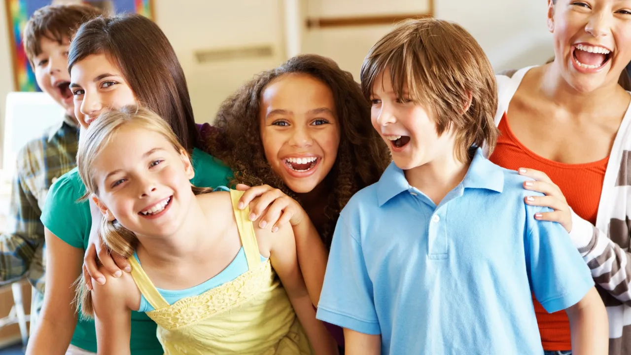 happy children in a classroom