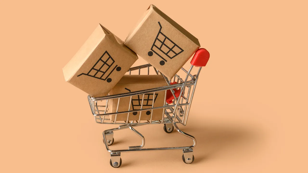 A shopping basket full of boxes