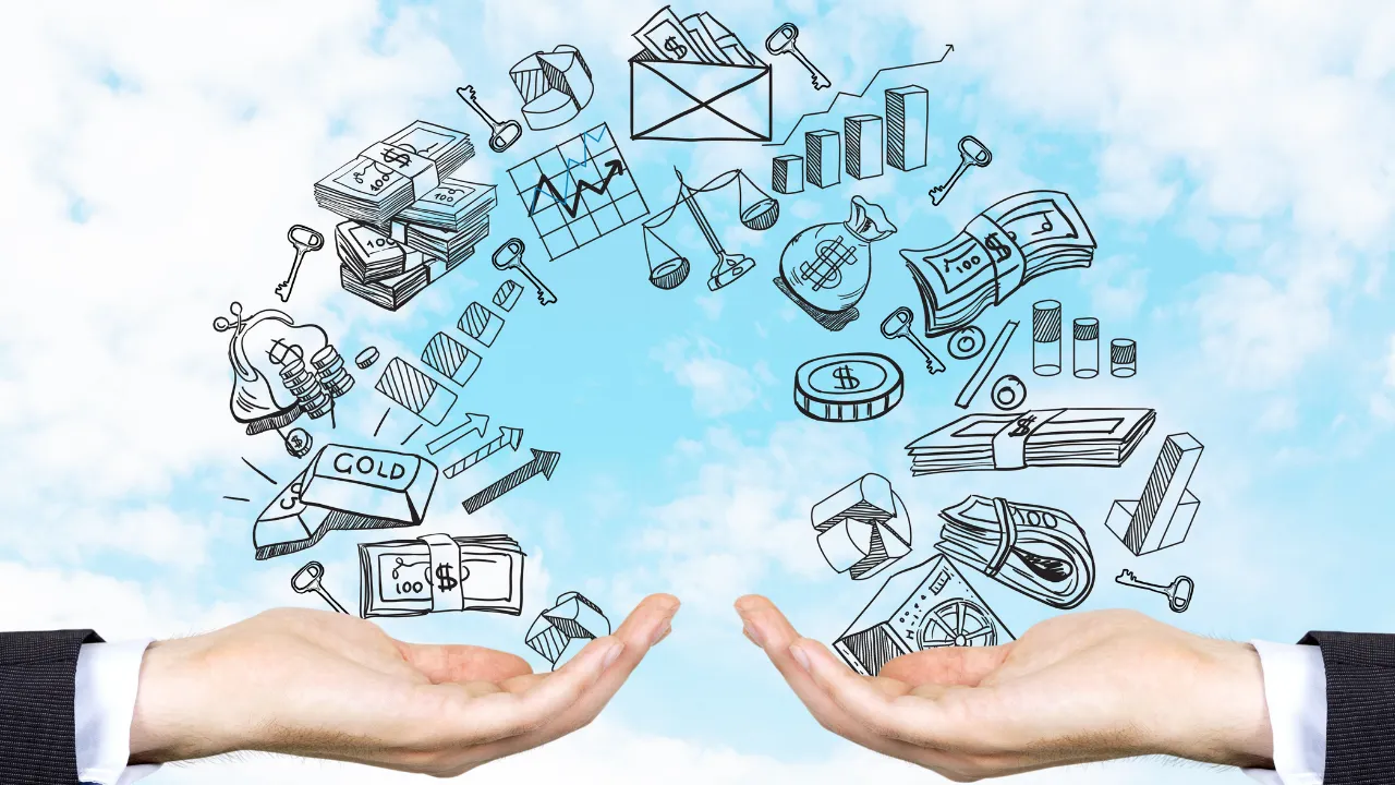 Investment as drawings being held by a hand