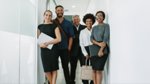 An office team standing in the office