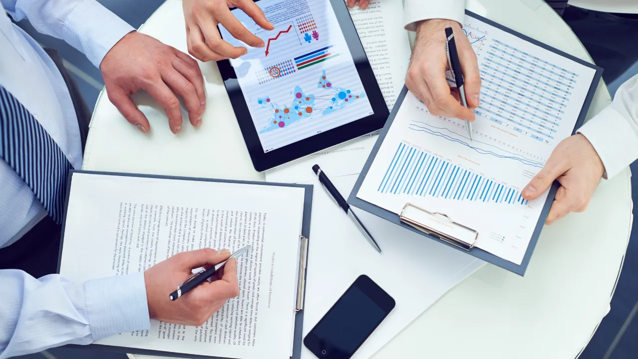 Management Consultant working with a group of colleagues