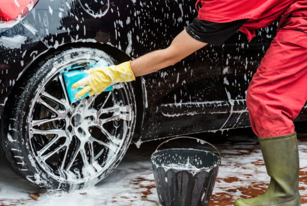 A car being washed at a car wash