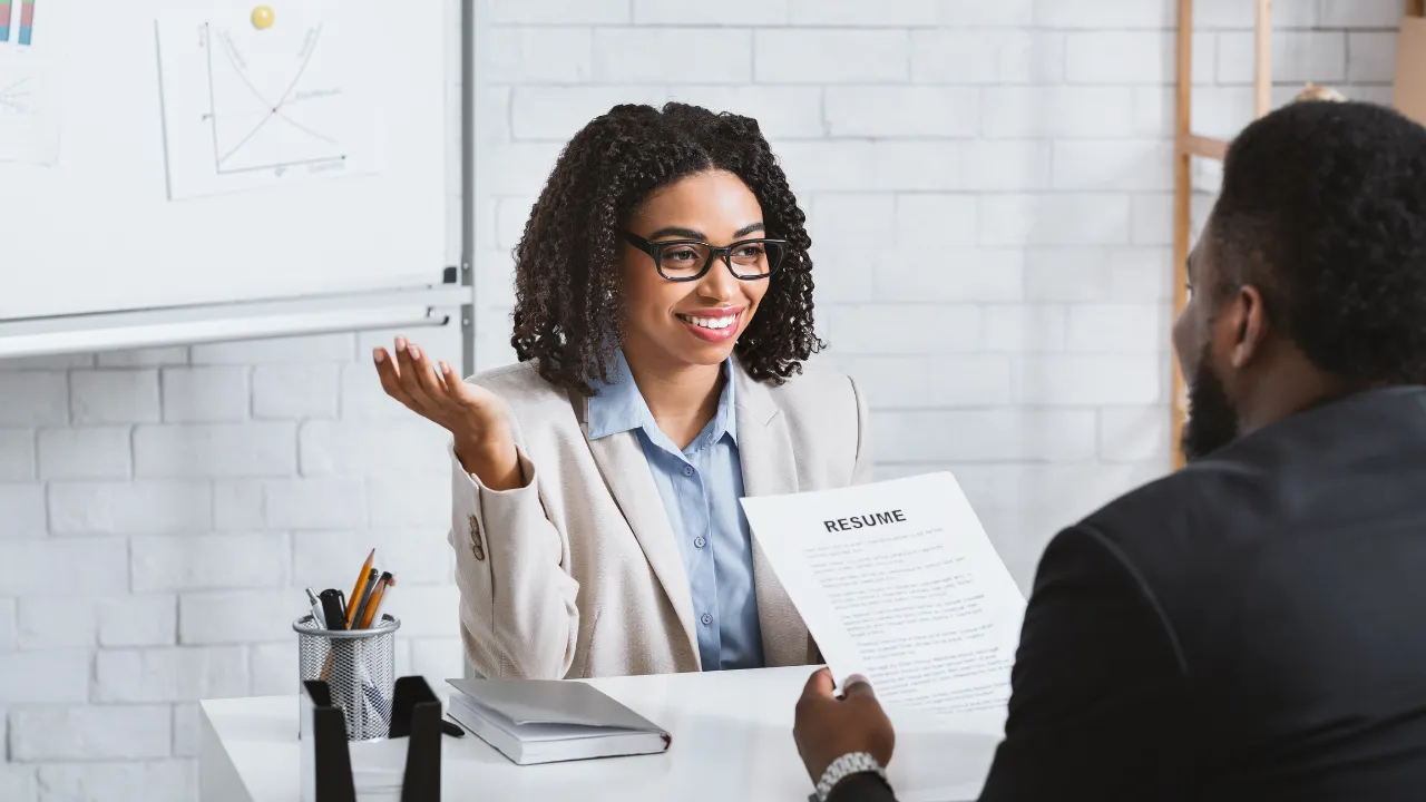 A woman on a job interview