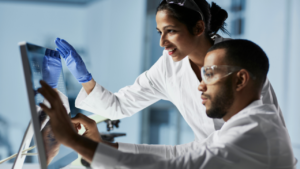 Scientists working in the lab
