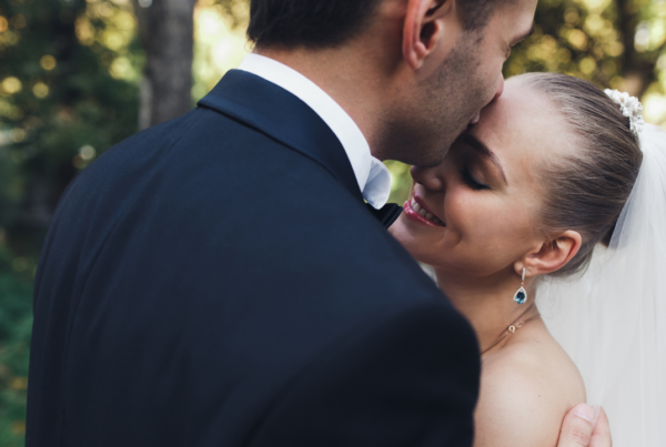 A couple at their wedding