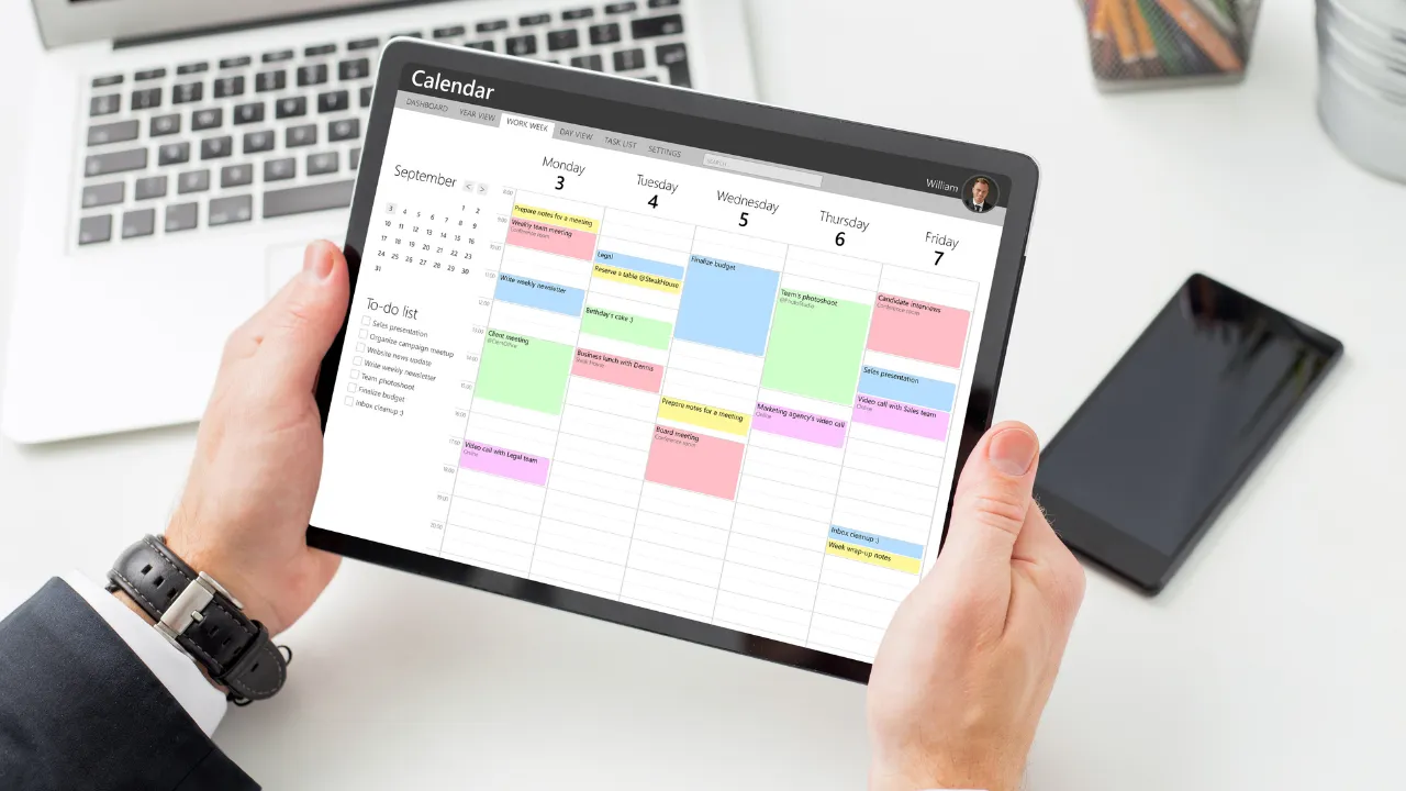 A calendar on tablet