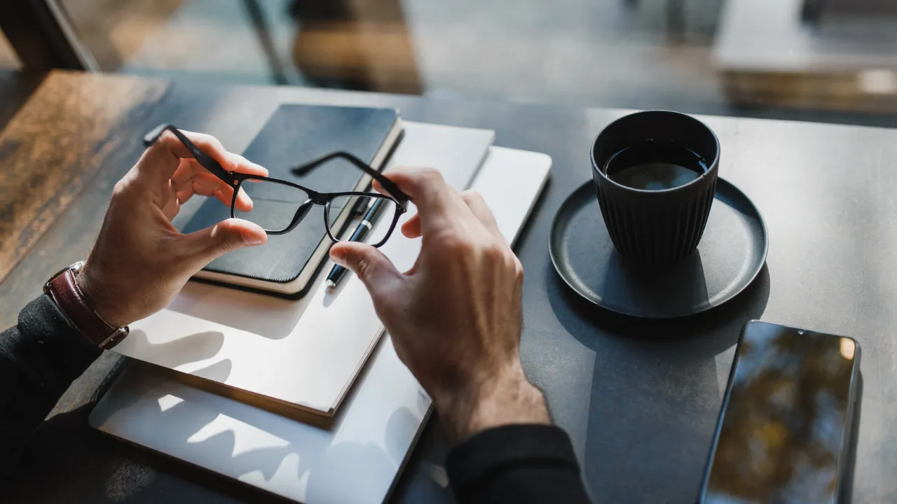An entrepreneur working at a desk.