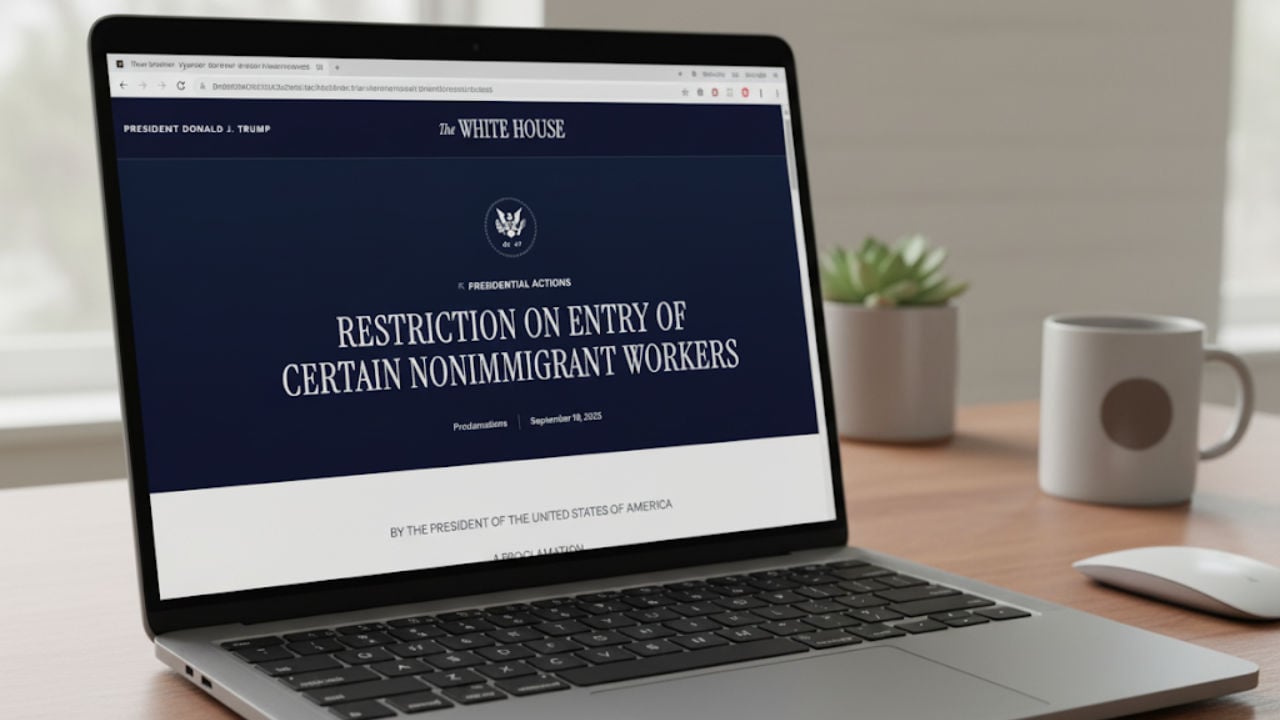 The White House in Washington D.C., representing the source of the executive order on H-1B visas.