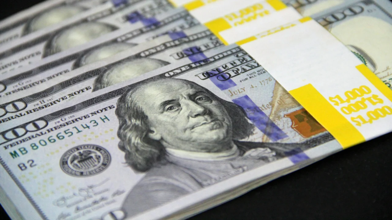 Close-up of stacks of one hundred dollar bills representing the lawful E-2 visa source of funds for investment.
