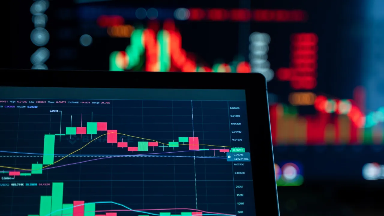Laptop screen displaying financial charts and market data, representing investment analysis for an E-2 visa business purchase
